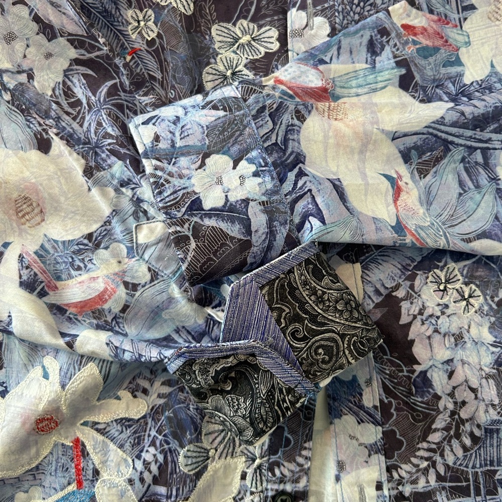 Robert Graham Navy Purple Floral Paisley Button-Down Shirt - Picture 9 of 9